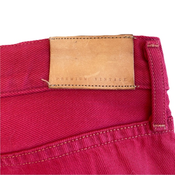 Citizens of Humanity Liya High Rise Classic Fit Crop Red Jeans w Distressed Knee - Picture 10 of 16